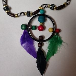 Multi colored dream catcher necklace